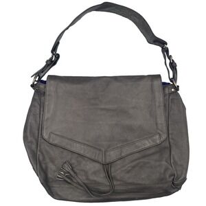 Nat & Nin Gray Shoulder Bag Purse Premium Leather Hobo Boho with Dust Bag